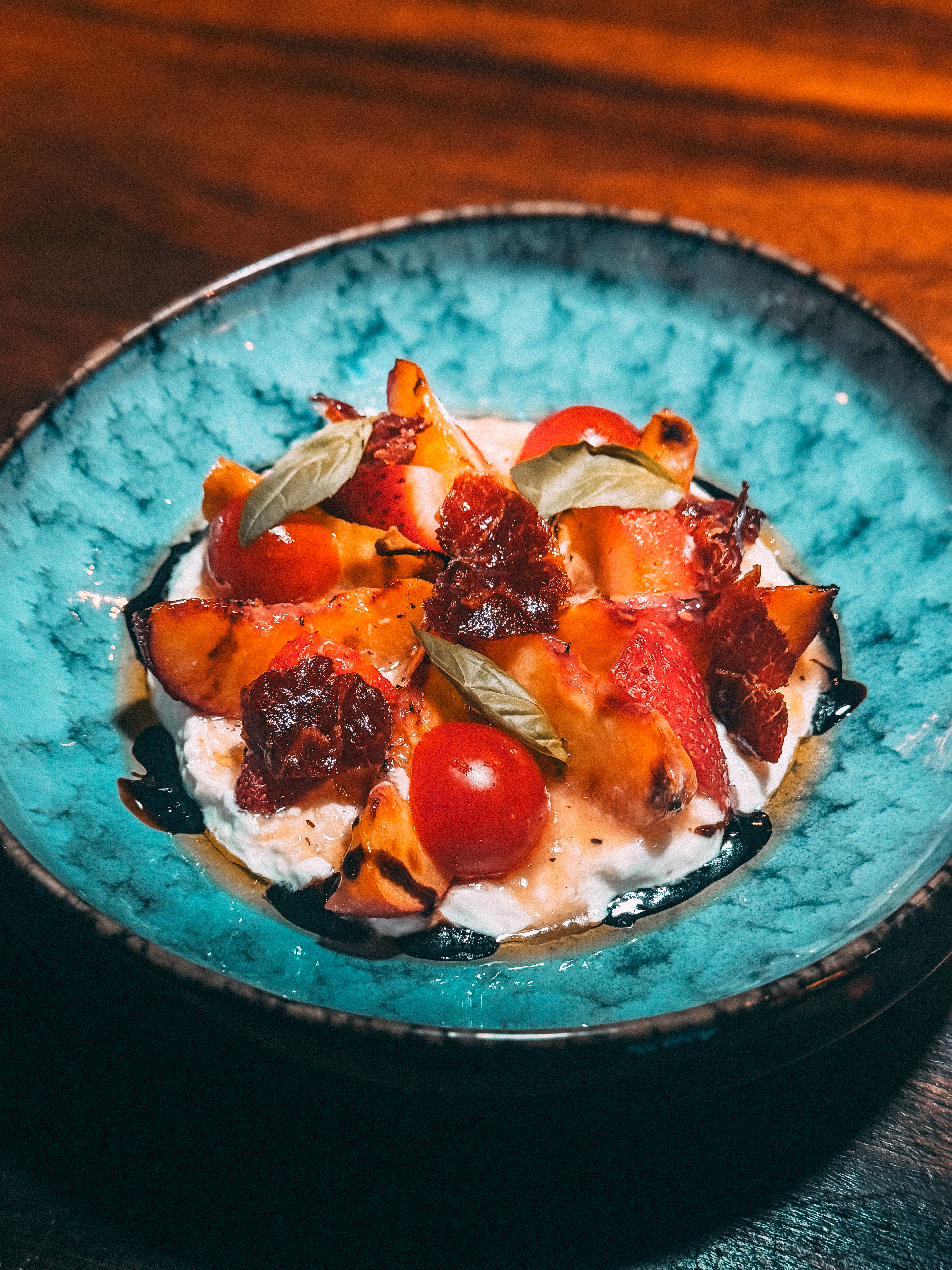 Burrata with Grilled Peaches